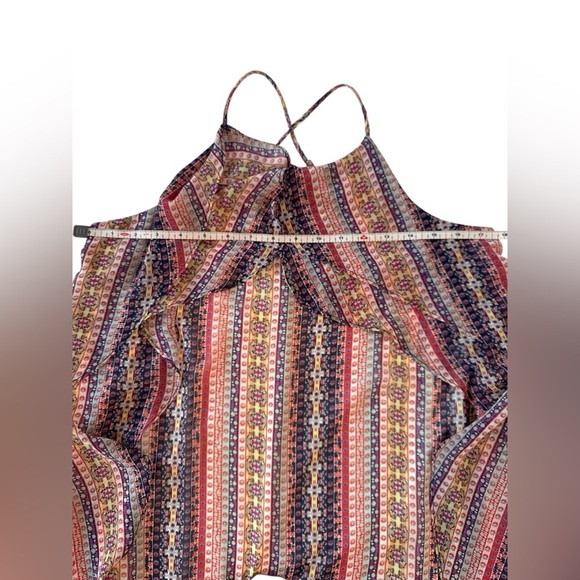 BCBGMAXAZRIA Boho Striped Criss Cross Maxi Dress Flowy Summer Festival Size S - Picture 7 of 10